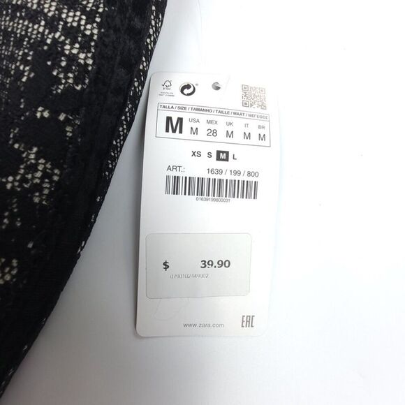 NWT Zara Whimsigoth Scalloped Lace Print High Rise Mini Skirt Medium Goth Black - Picture 2 of 11